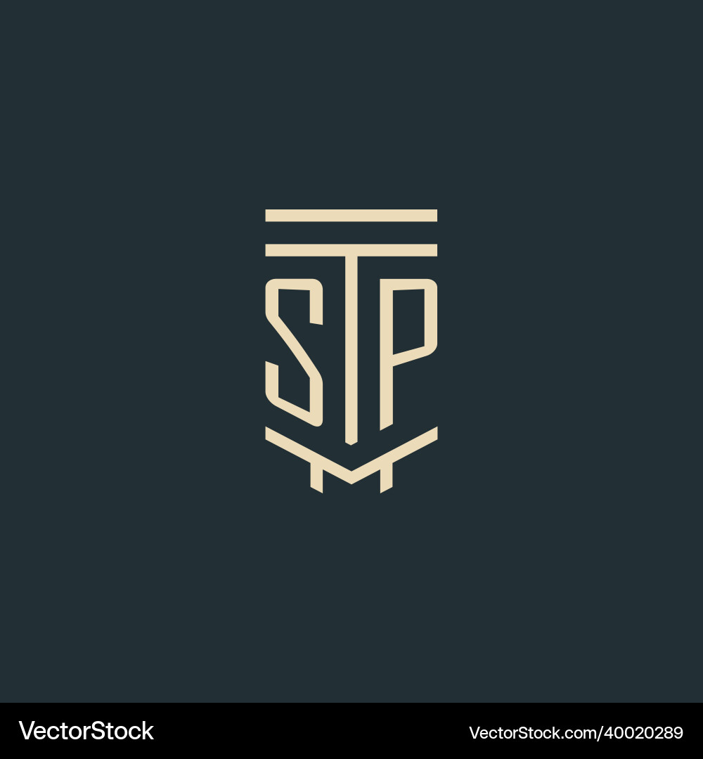 Sp initial monogram with simple line art pillar Vector Image