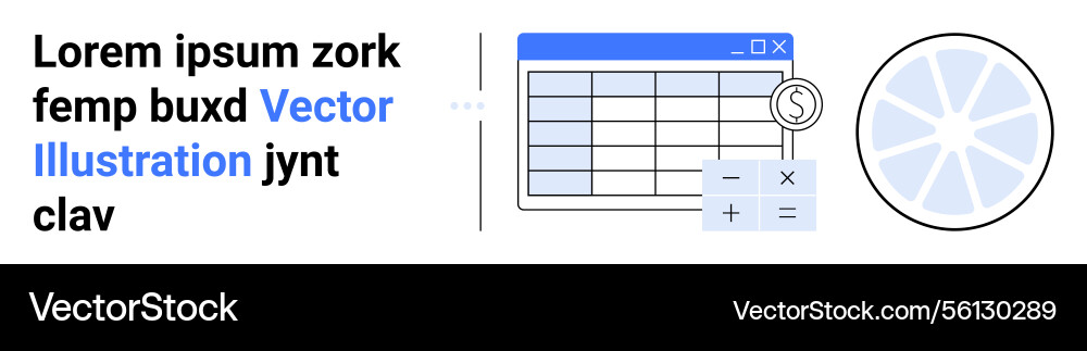 Spreadsheet window with financial icons for data Spreadsheet window with financial icons for data vector image