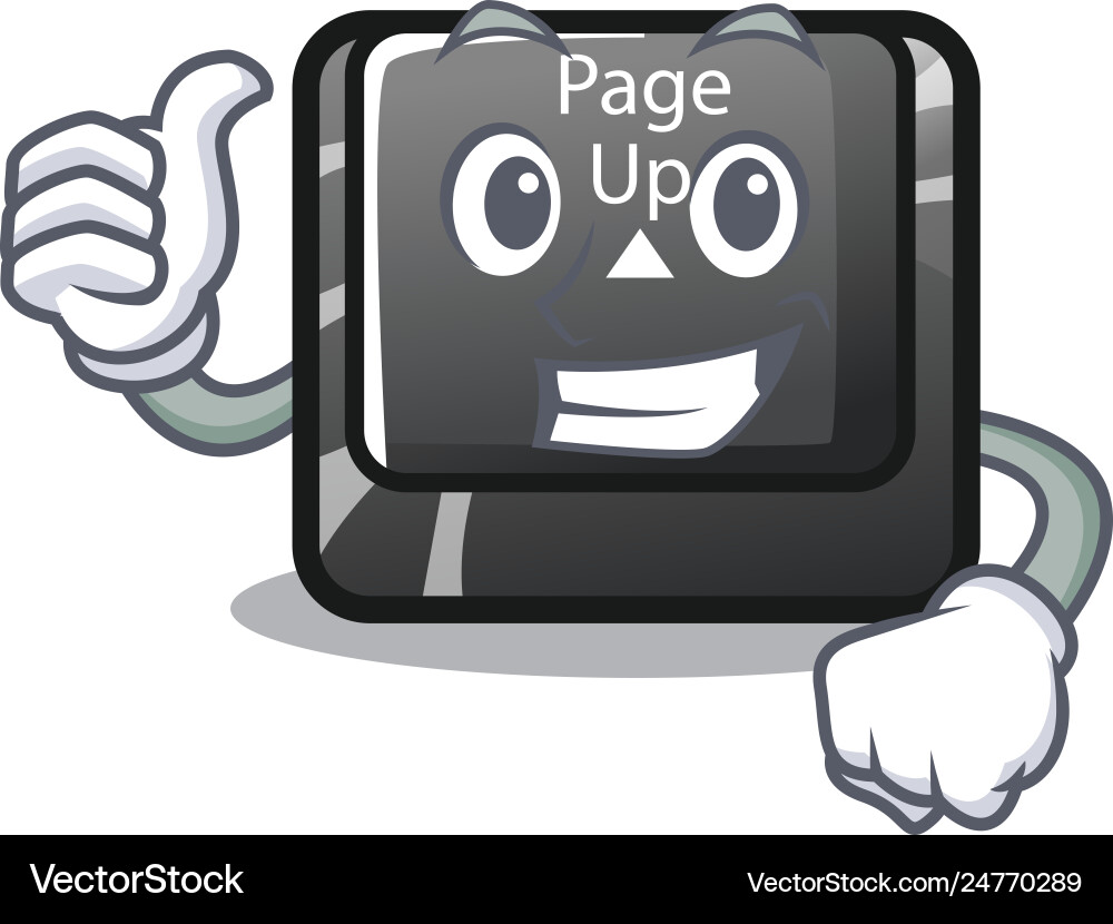 Thumbs up button page isolated with character Vector Image
