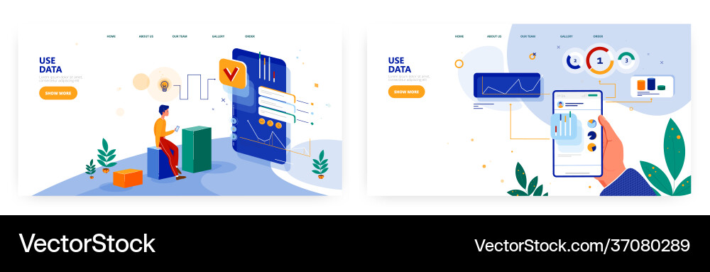 Use data landing page design website banner Vector Image
