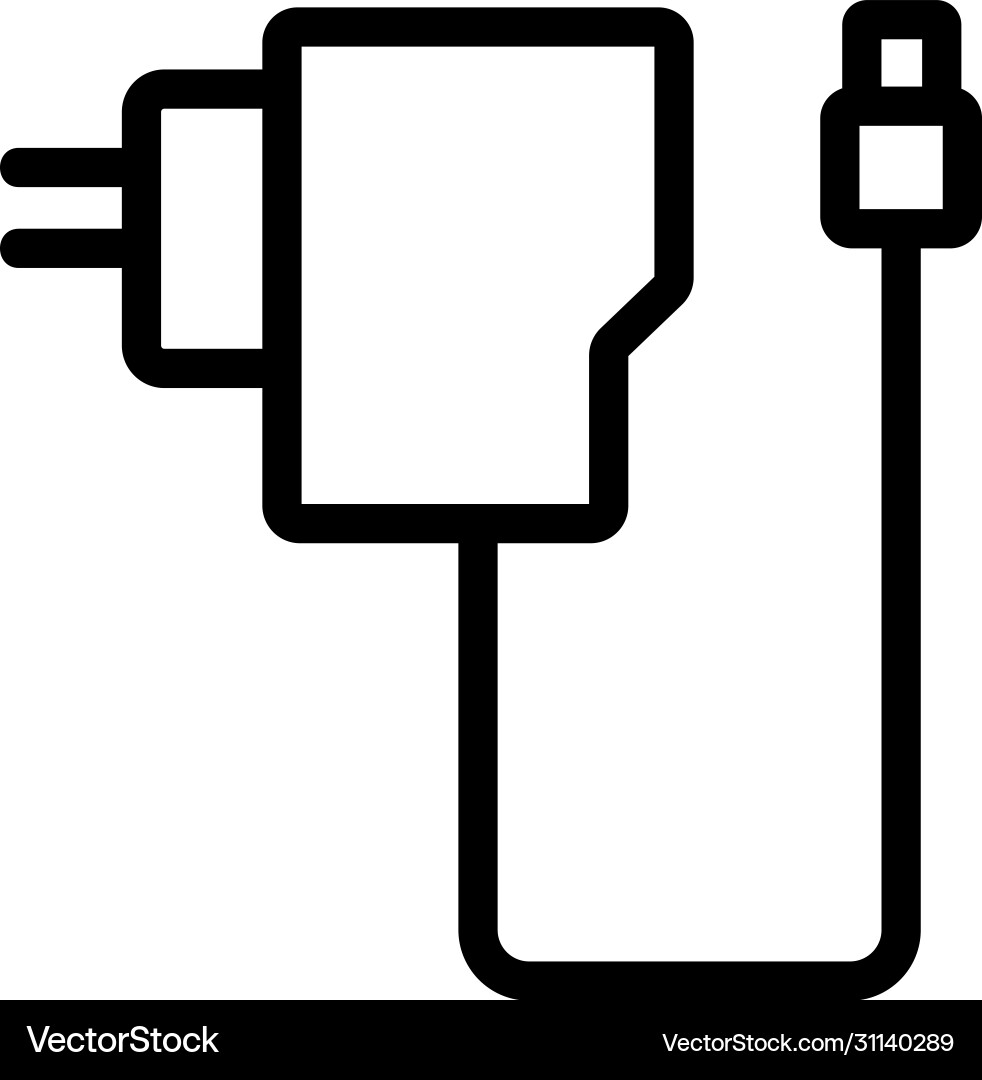 Wired charger for phone icon outline Wired charger for phone icon outline vector image