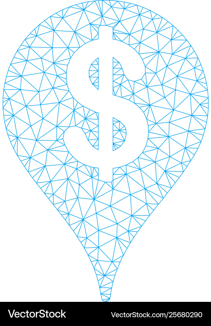 Bank map marker mesh wire frame model Bank map marker mesh wire frame model vector image