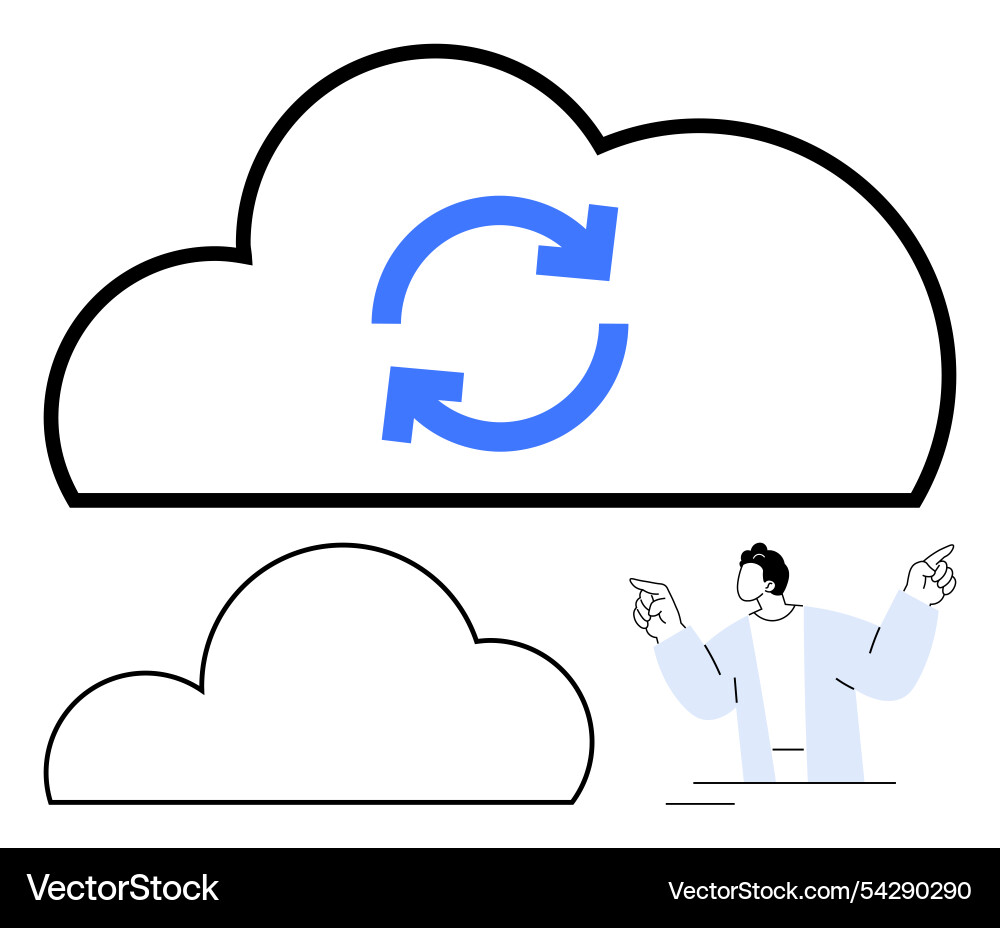 Cloud synchronization concept with person Vector Image