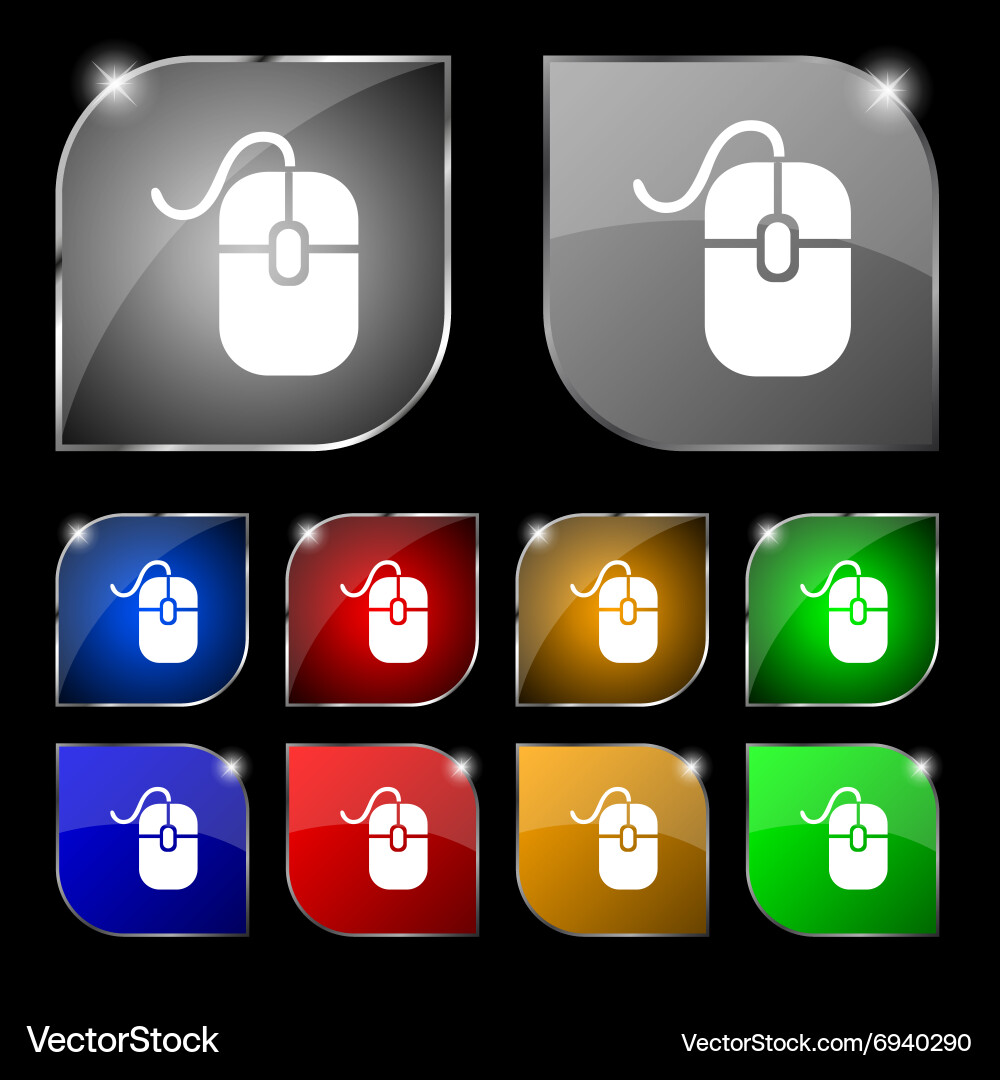 Computer mouse icon sign set of ten colorful Vector Image