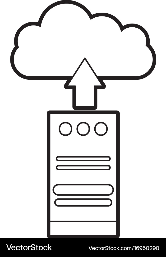Computer tower with cloud computing vector image