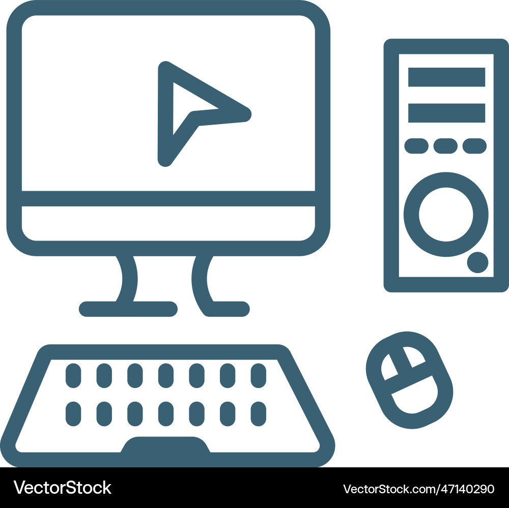 Full computer icons thin line Full computer icons thin line Vector Image