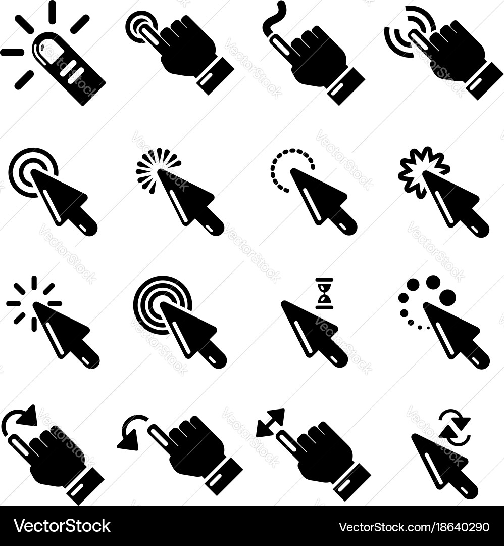 Hand click icons set simple style Vector Image
