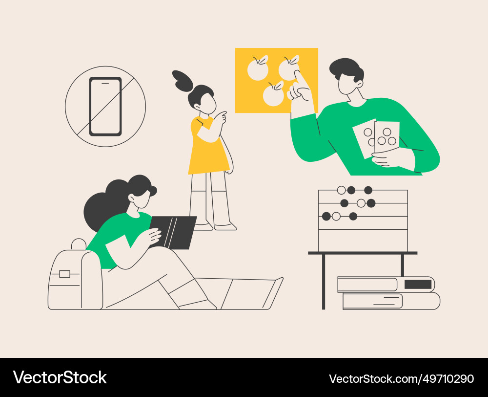 Low tech parenting abstract concept Vector Image