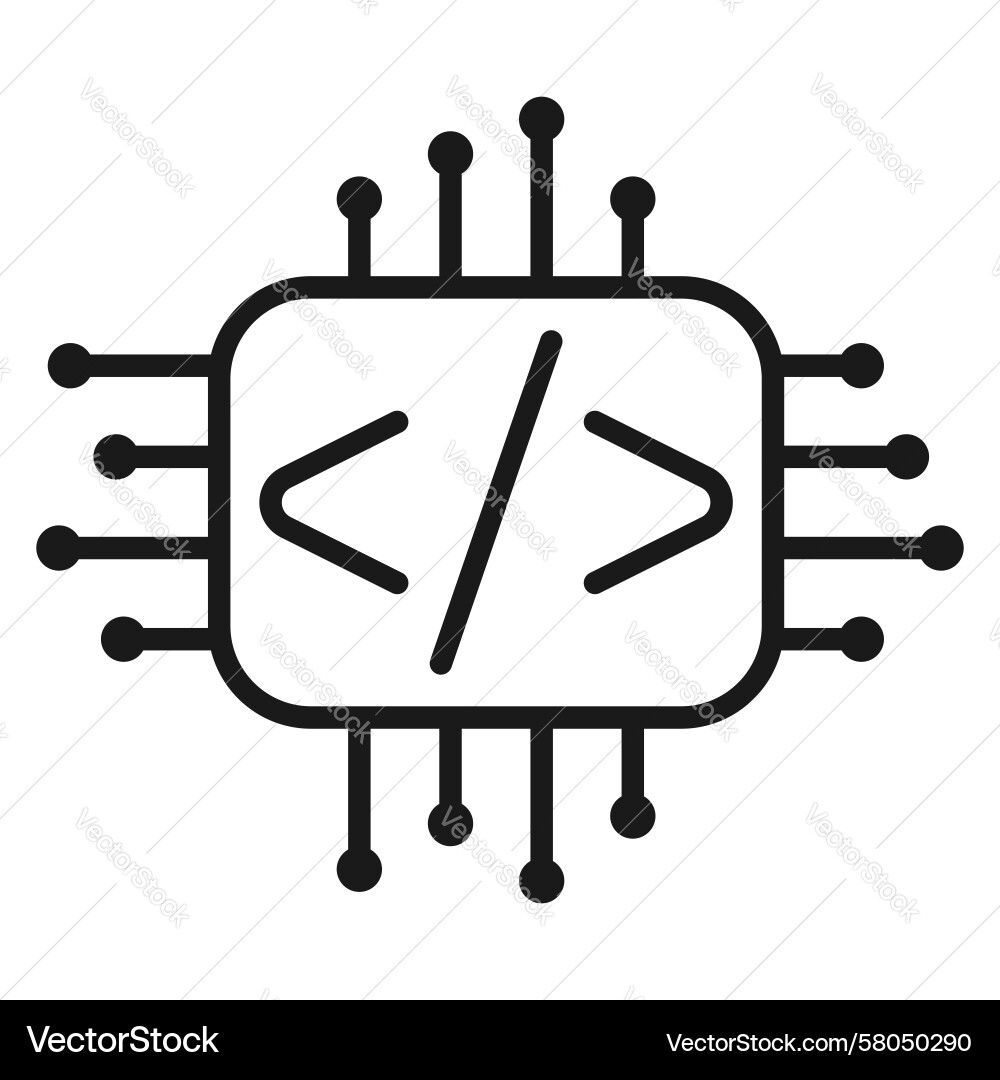 Microchip with Code Icon Vector Image
