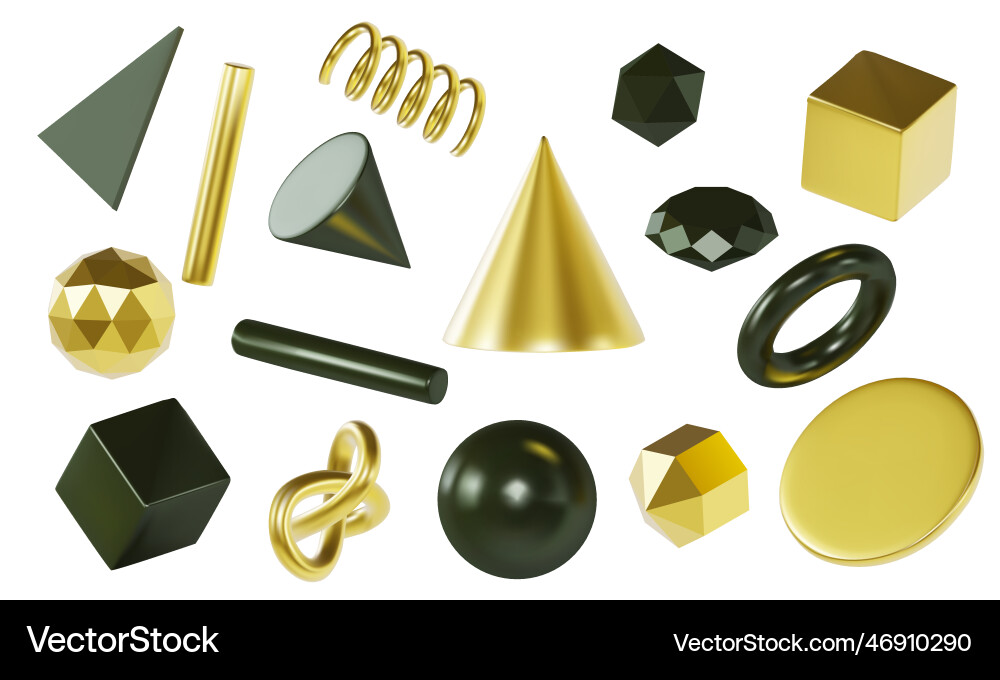 Render of a set 3d elements different Render of a set 3d elements different vector image
