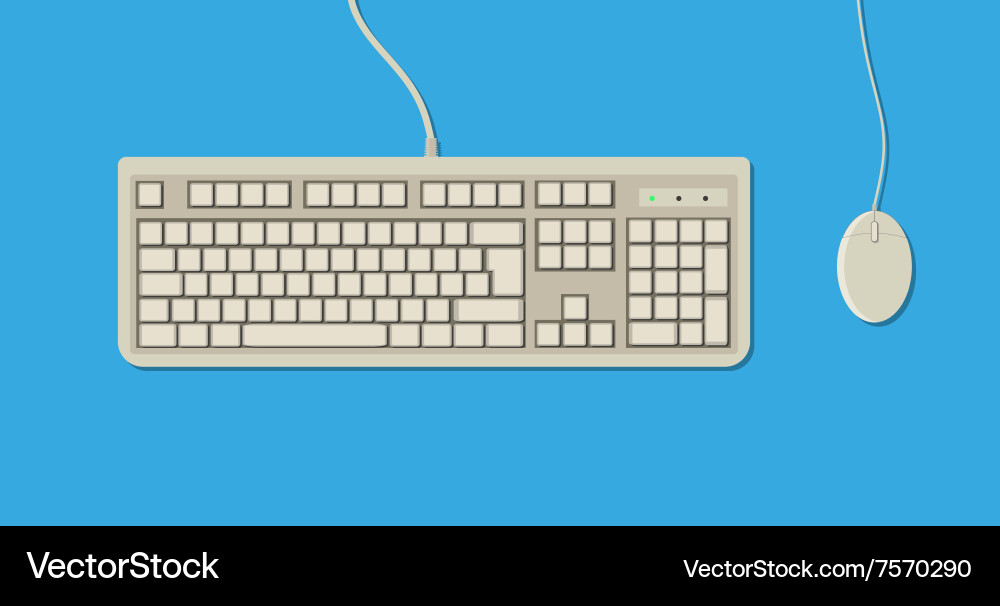 Retro Computer Keyboard and Mouse Vector Image