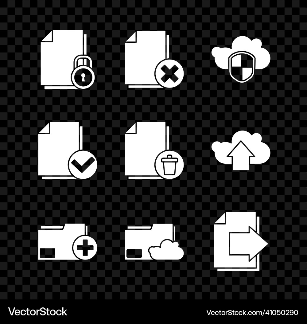 Set document and lock delete file cloud Set document and lock delete file cloud vector image