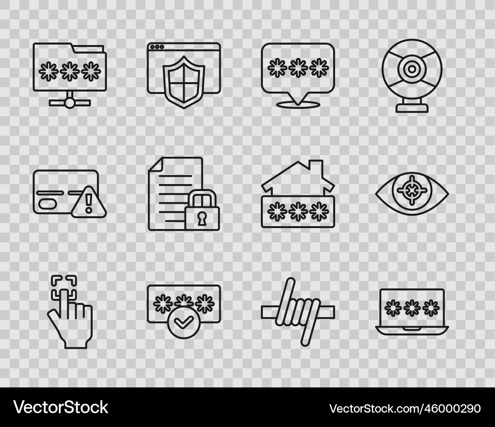Set line fingerprint laptop with password Set line fingerprint laptop with password vector image