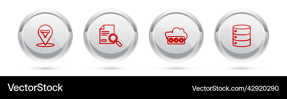 Set line location with sales funnel document Set line location with sales funnel document vector image