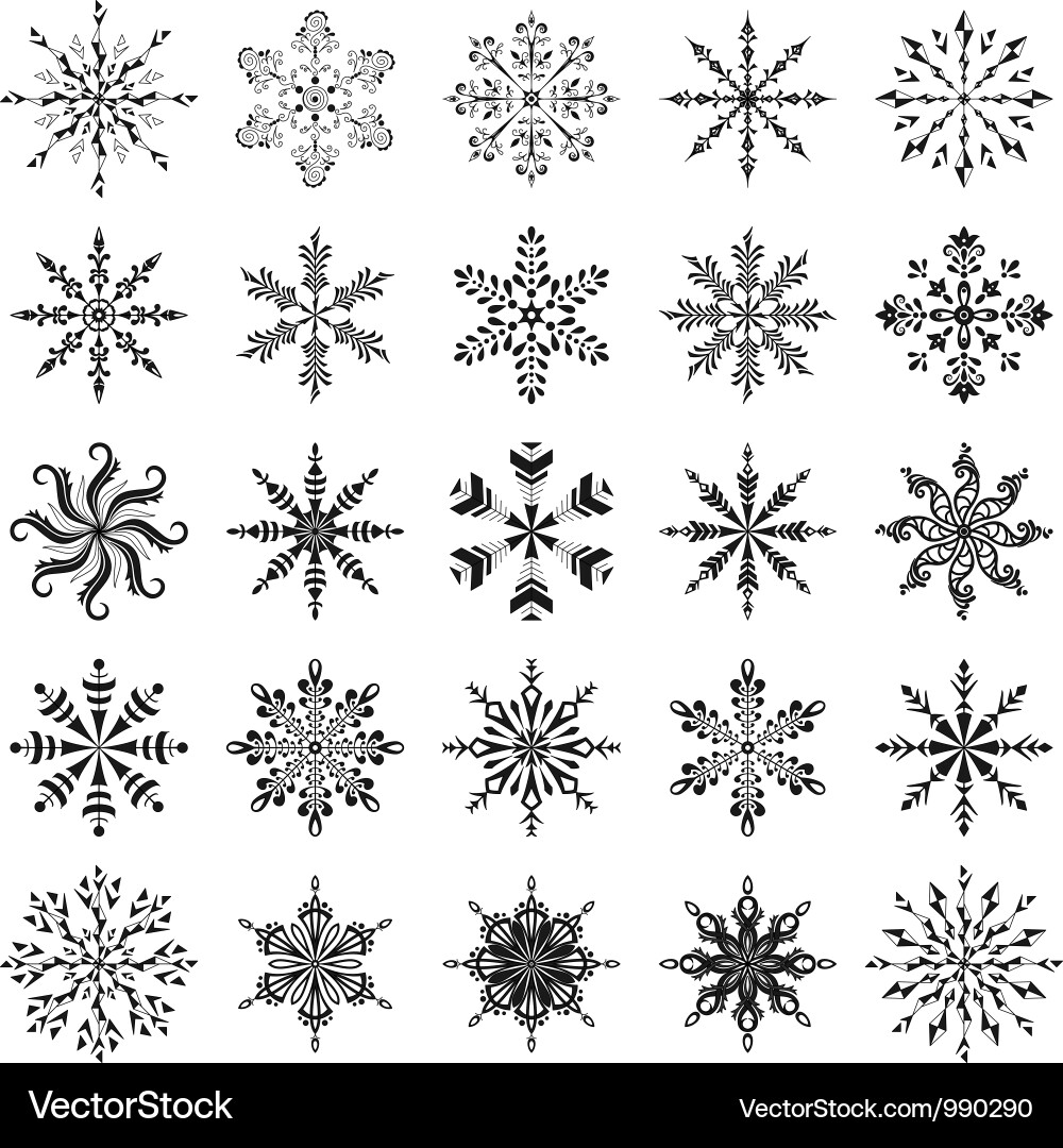 Snowflake Outline Collection vector image