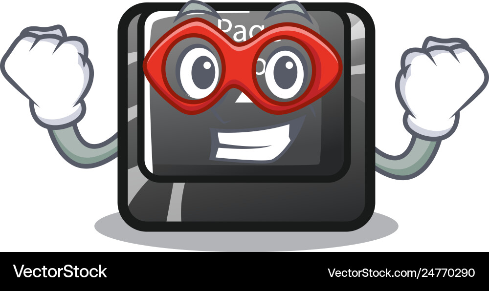 Super hero button page up isolated with character vector image