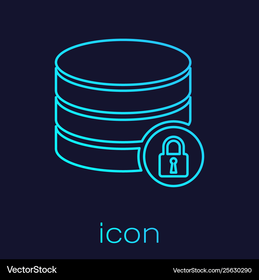 Turquoise server security with closed padlock line Turquoise server security with closed padlock line vector image