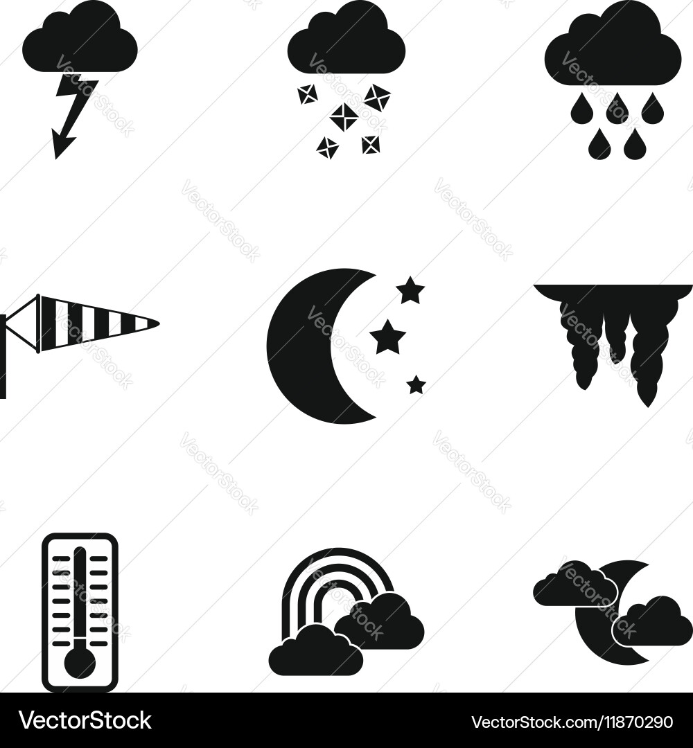 Weather outside icons set simple style Vector Image