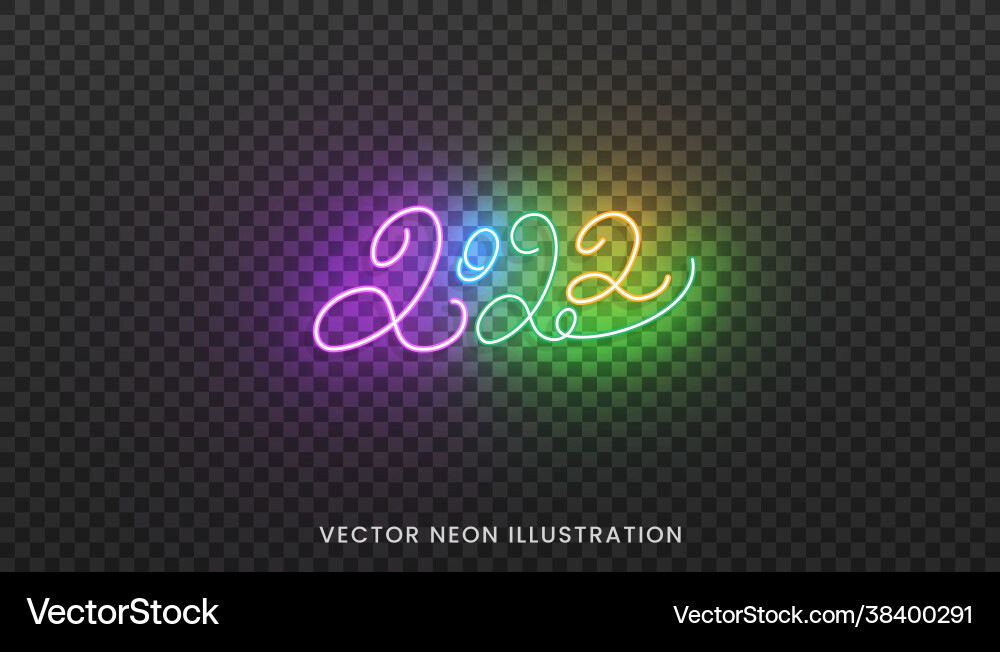 2022 neon numbers bright colorful script 2022 neon numbers bright colorful script vector image