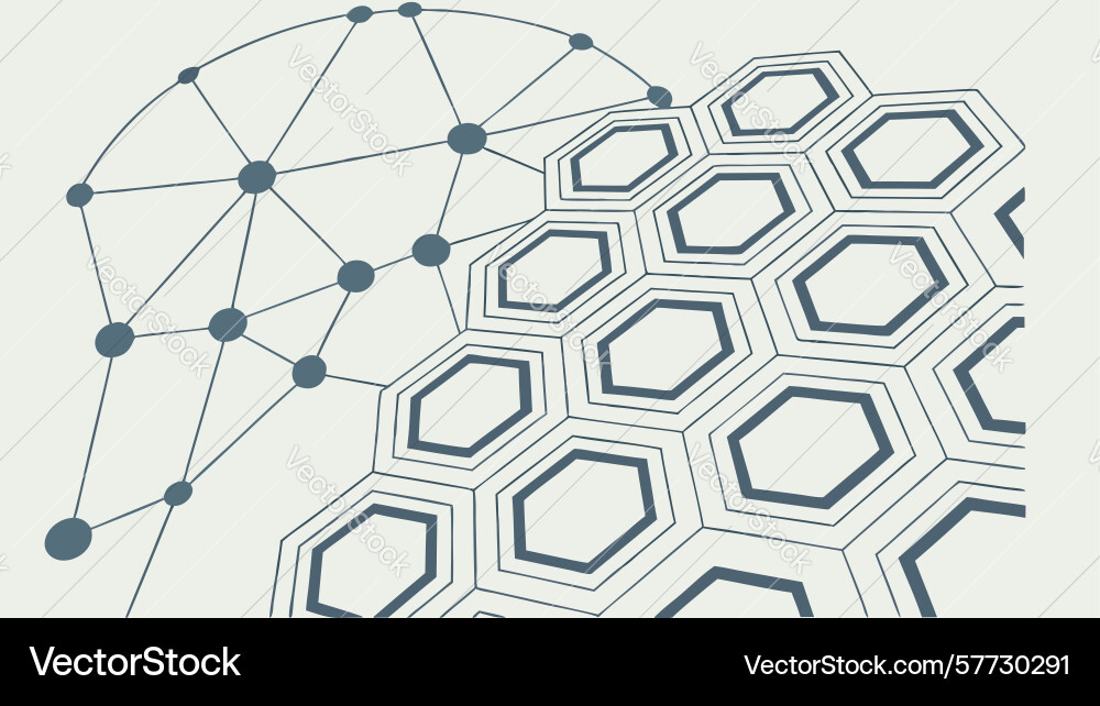 Abstract hexagonal data network connective vector image