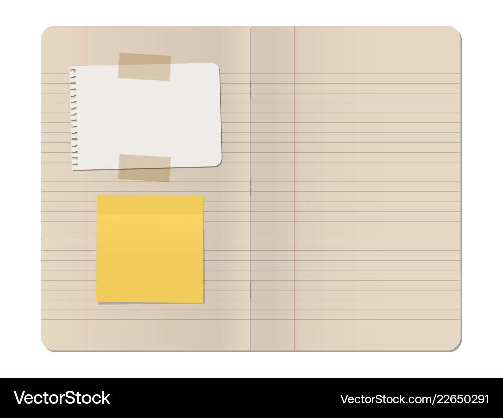Blank stapled lines notebook with white sheet Vector Image