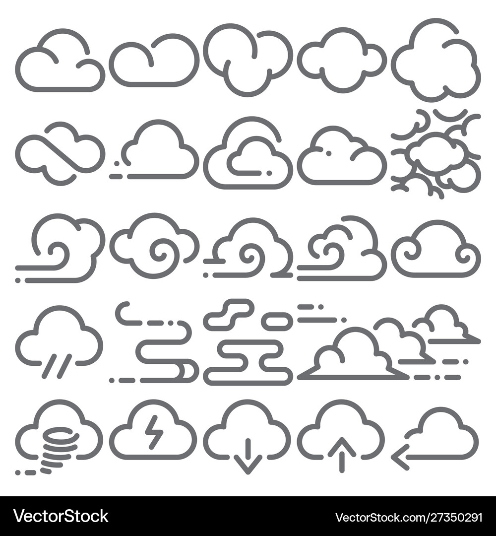 Cloud icon pack Royalty Free Vector Image - VectorStock