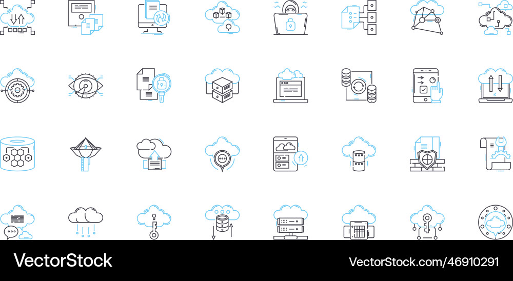 Cyber security linear icons set firewall Cyber security linear icons set firewall vector image