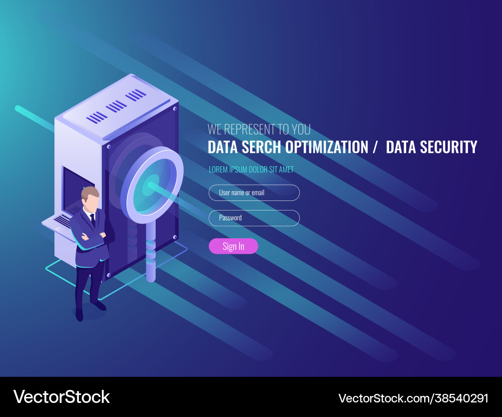 Data search optimization information server Vector Image