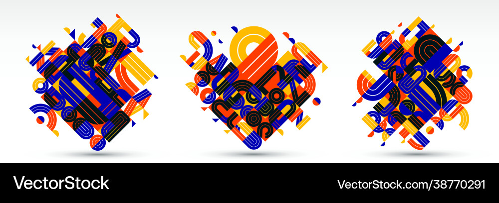 Dynamic messy abstract design compositions set Vector Image