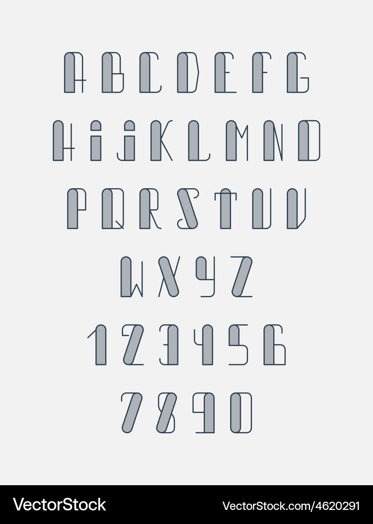 Font the monogram in thin lines hipster set Vector Image