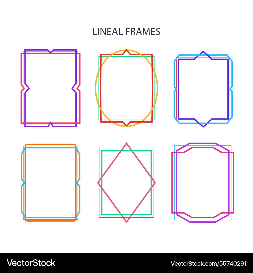 Frame collection with lineal style Vector Image
