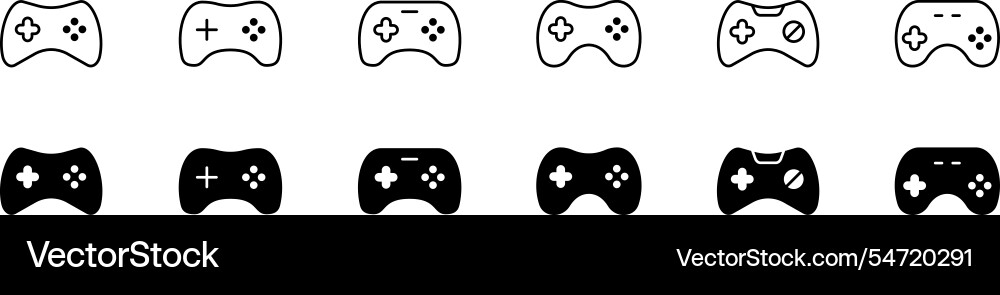 Gamepad icon set line and glyph game controller Vector Image