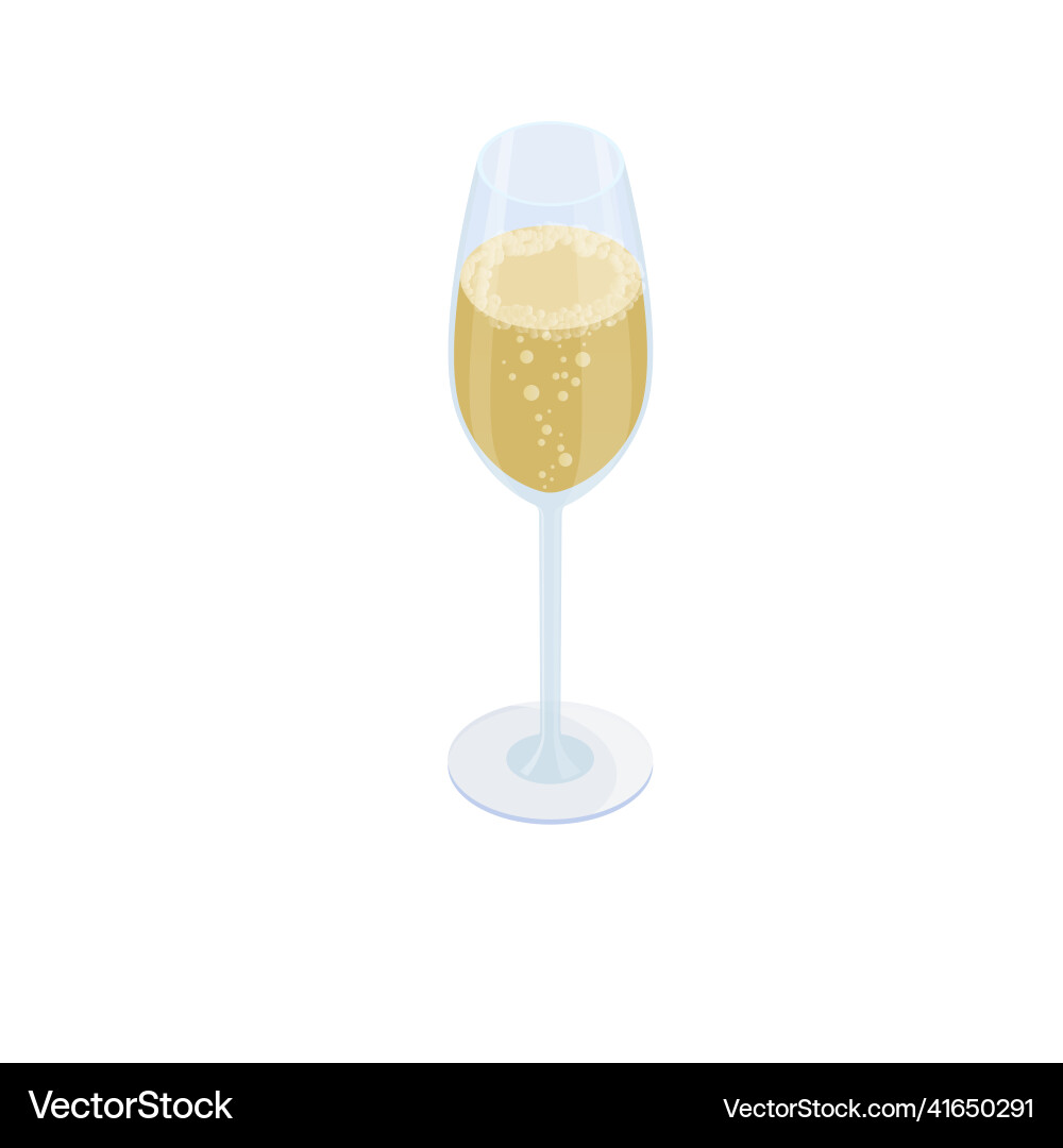 Glass of white sparkling wine or champagne Glass of white sparkling wine or champagne vector image