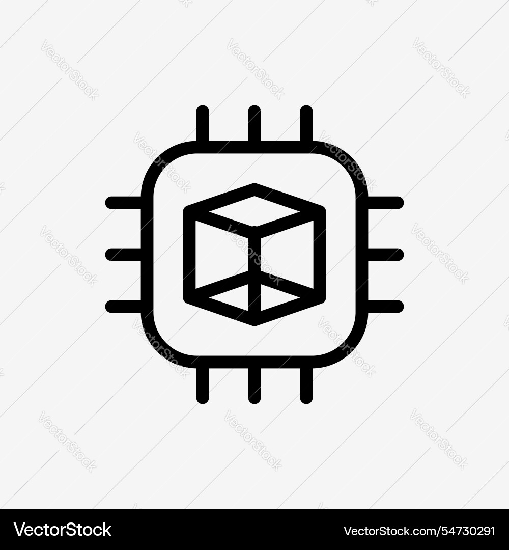 Icon line microchip processor gpu for rendering Icon line microchip processor gpu for rendering vector image