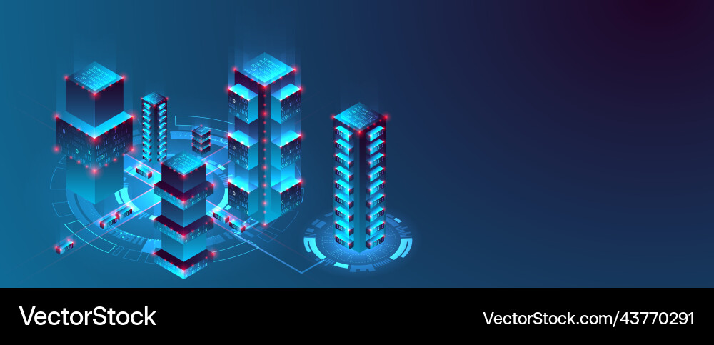 Isometric big data flow processing concept cloud vector image