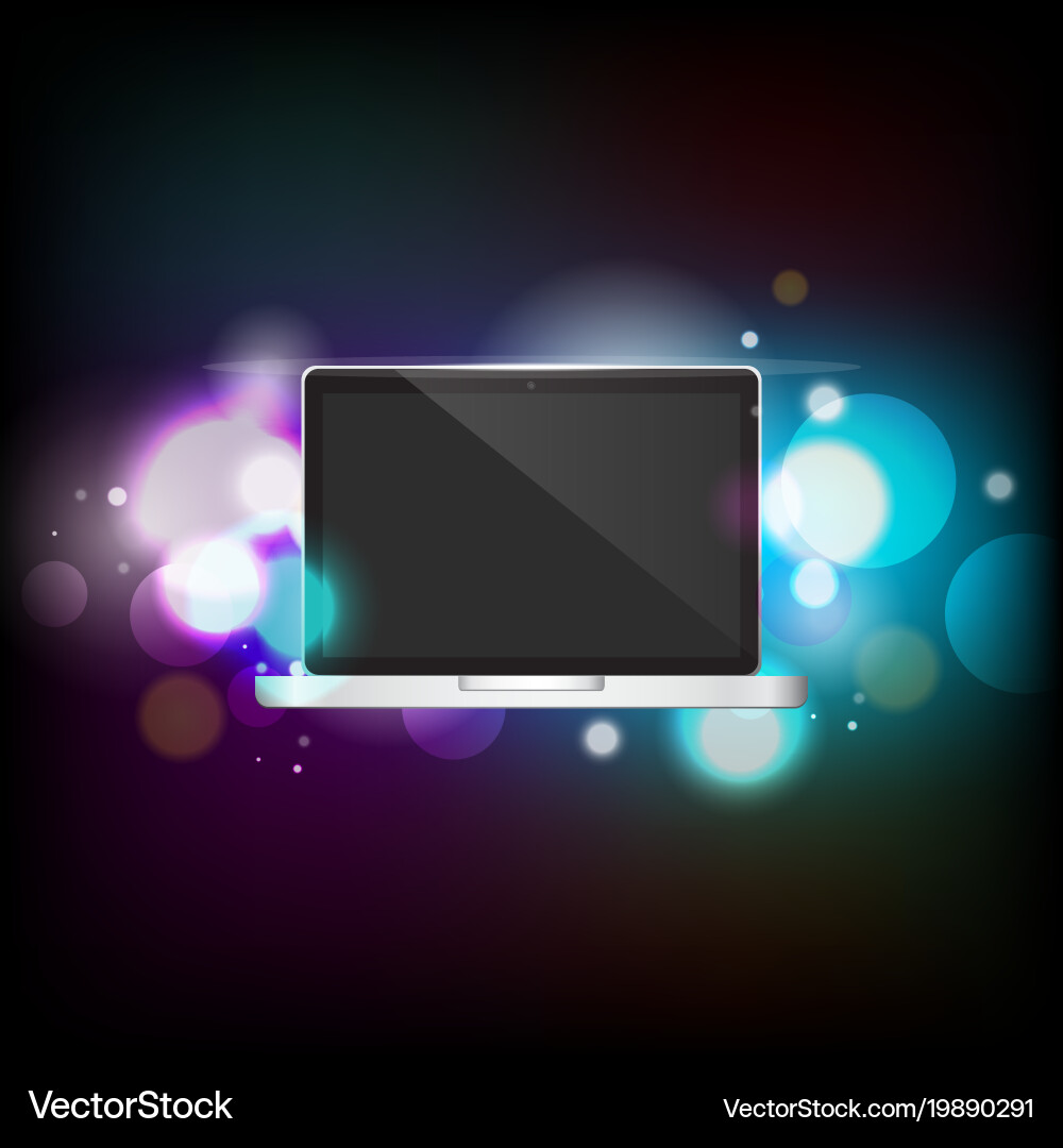 Laptop with bokeh Vector Image