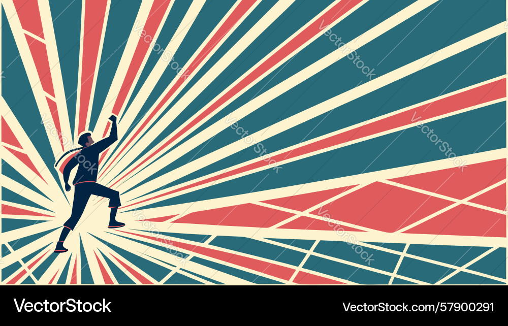 Man leaping forward with radiating lines dynamic Vector Image
