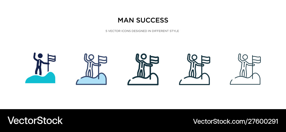 Man success icon in different style two colored Man success icon in different style two colored vector image