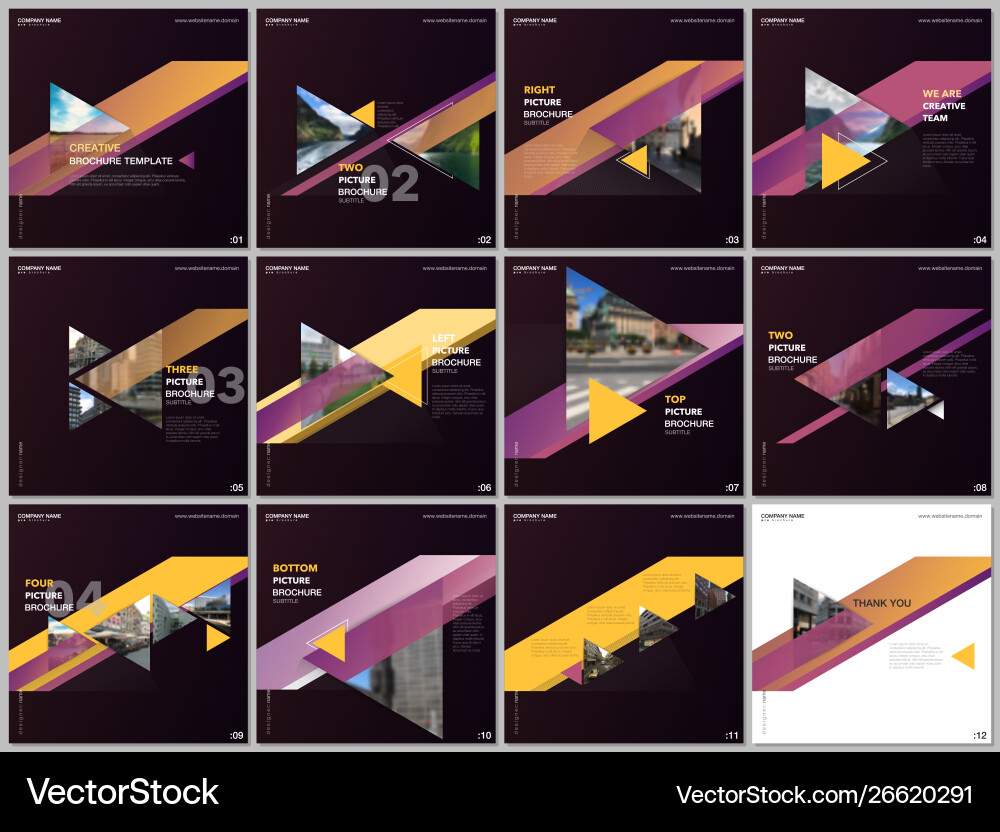 Minimal brochure templates with colorful triangles vector image