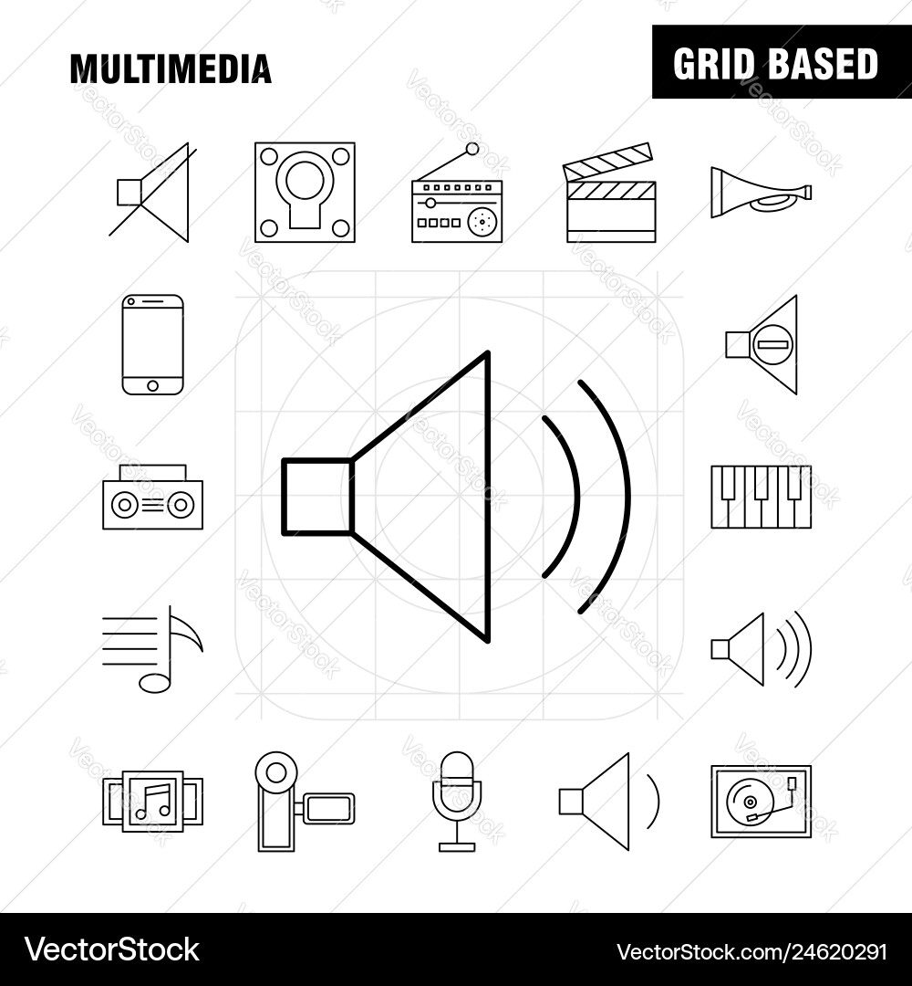 Multimedia line icon for web print and mobile Multimedia line icon for web print and mobile vector image