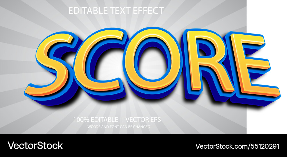 Score 3d text effect with modern style design Score 3d text effect with modern style design vector image