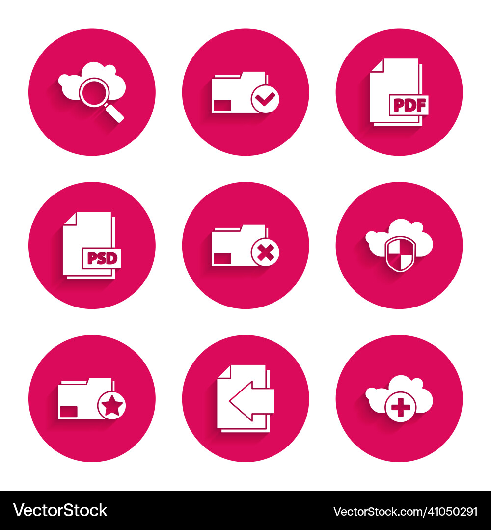 Set delete folder next page arrow add cloud Vector Image