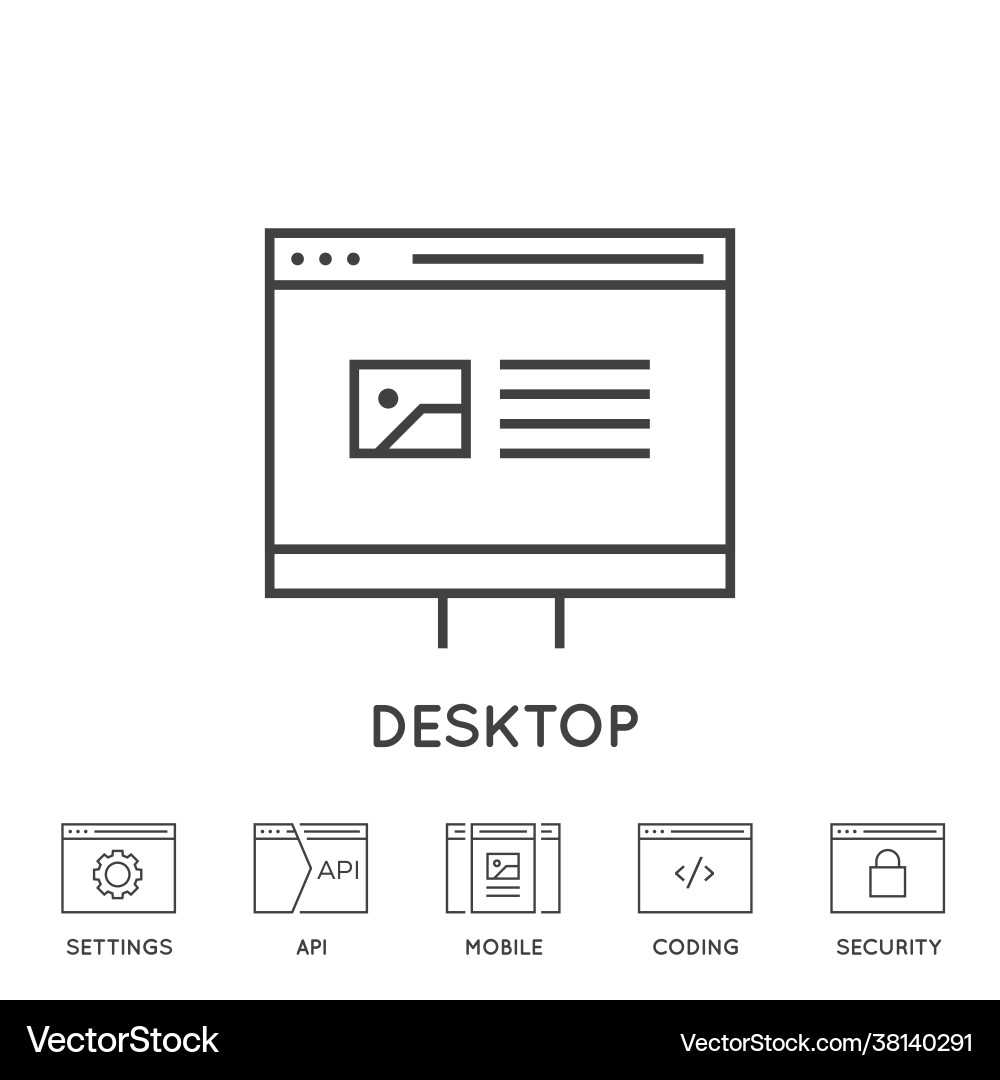 Set minimal browser developing app and coding Vector Image