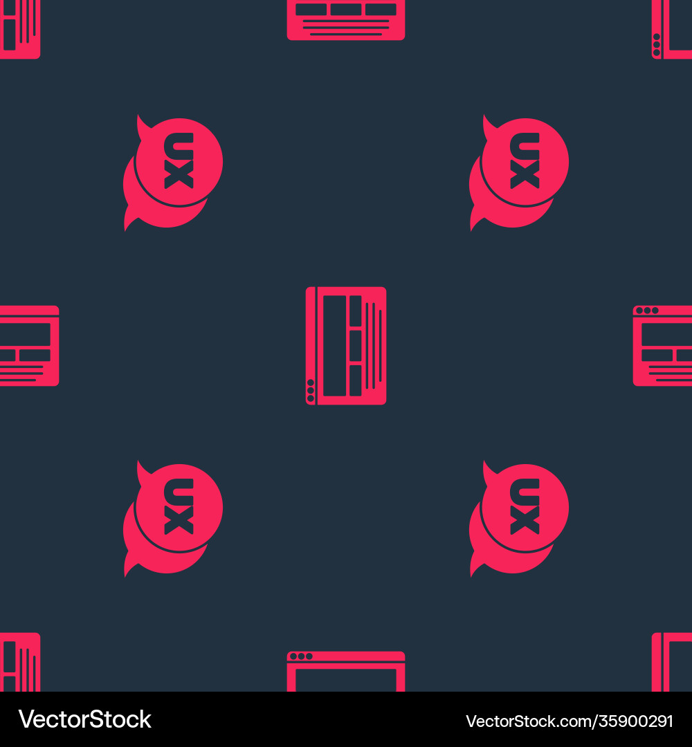 Set ui or ux design and on seamless pattern Set ui or ux design and on seamless pattern Vector Image