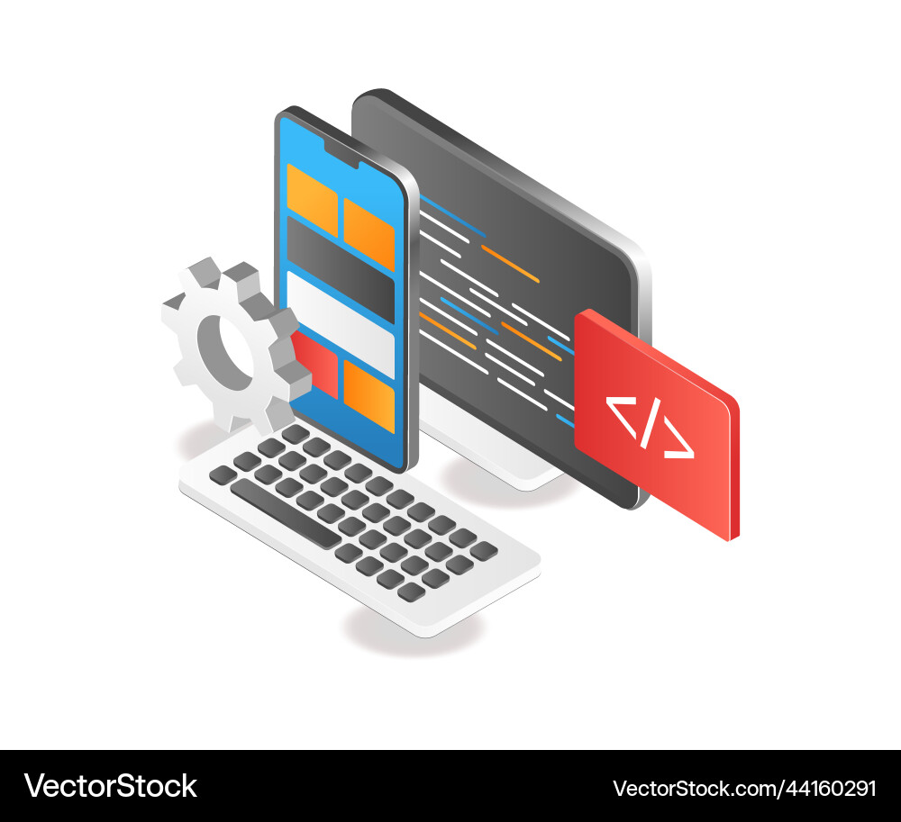 Smartphone App Development - Code & Technology vector image