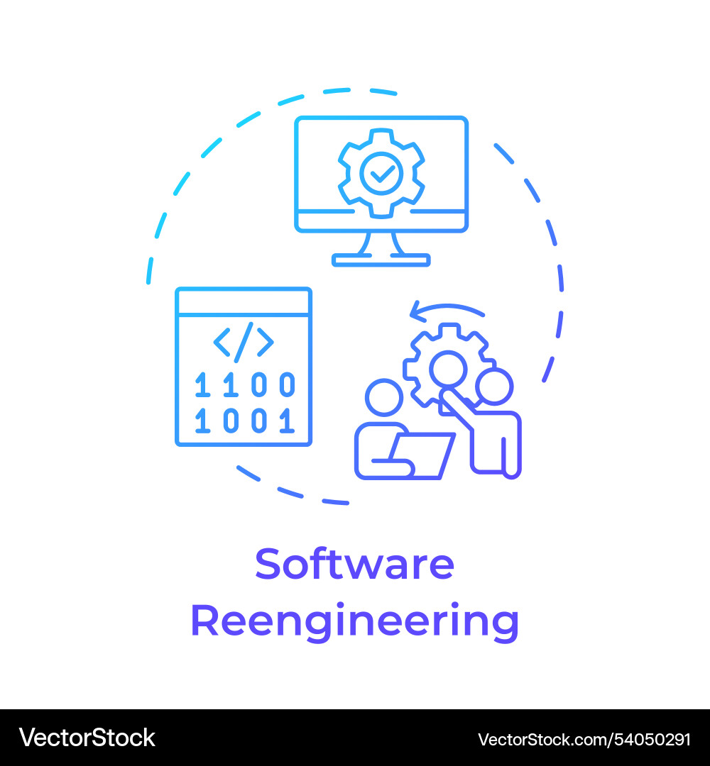 Software reverse engineering blue gradient vector image