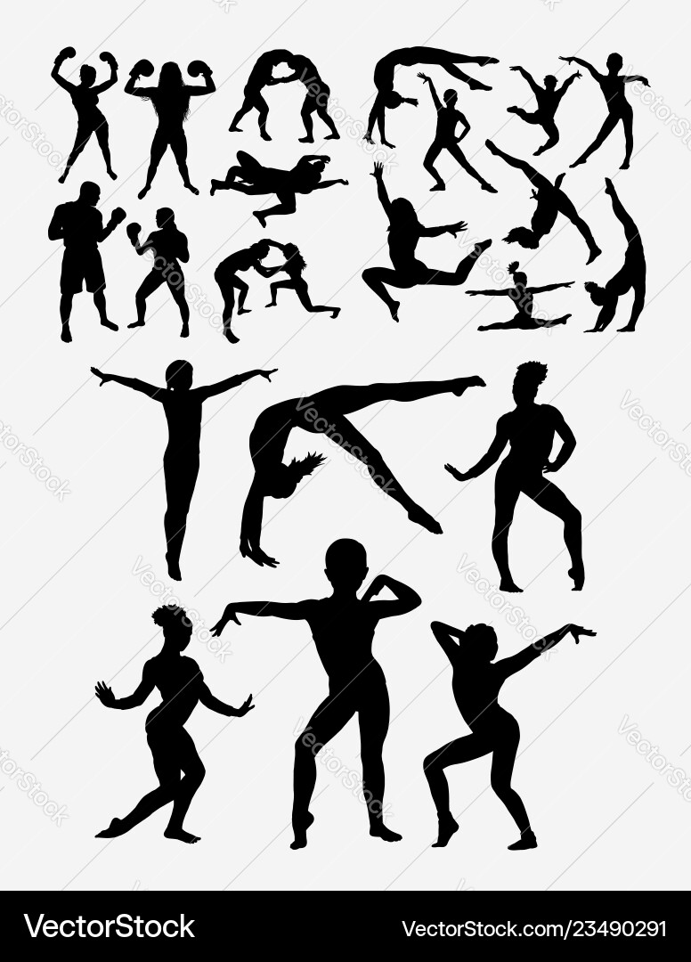 Teen Gymnasts Silhouette Sport Vector Image