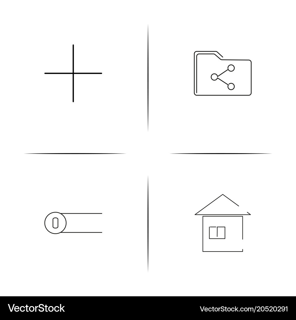 User interface simple linear icons set outlined Vector Image