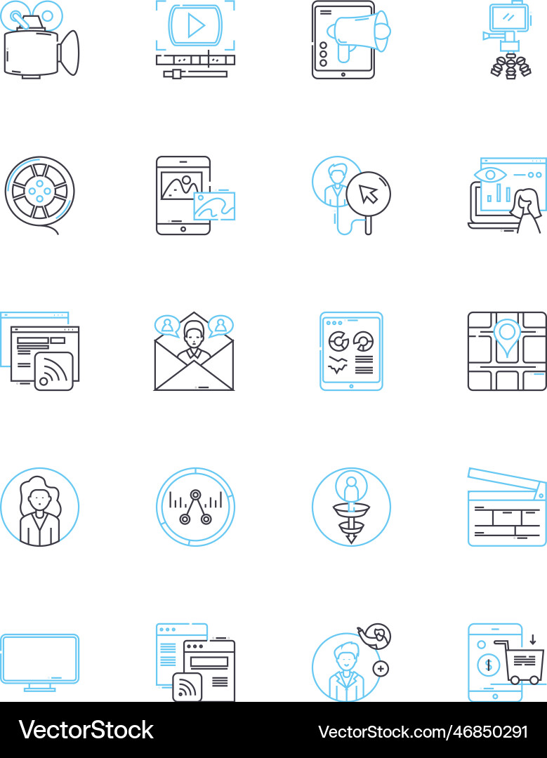 Web design linear icons set typography usability Vector Image