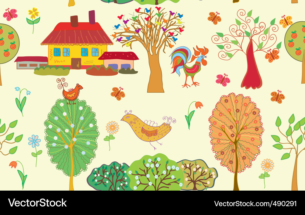 Whimsical Tree Pattern vector image
